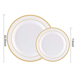 Plastics Plate with Gold/Silver Rim, 7.5"